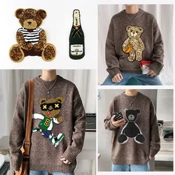 Large Embroidery Big Bear Patch Animal Cartoon Patches for Bag Cats Badges Chenille Dogs Appliques FD-3093