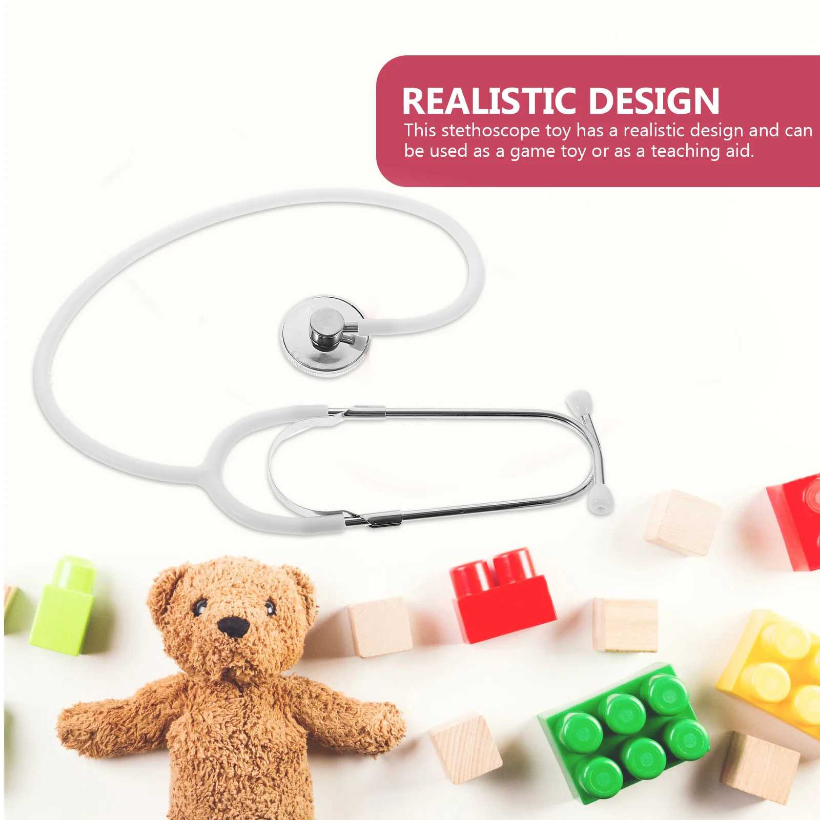 Working Nursing Stethoscope Game Props False Toy for Children White Metal Nurse 6