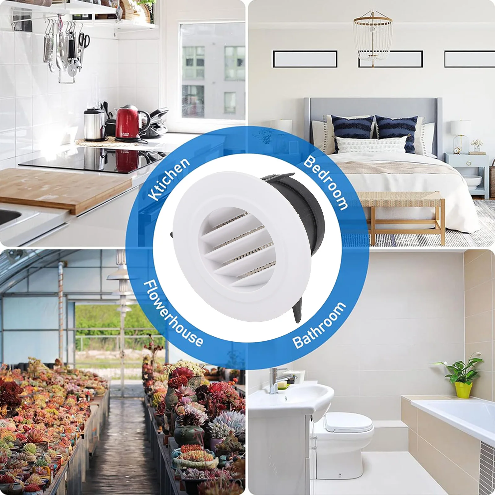 

Panel And Black Air Duct Duct Vents Round Duct Vents Interior ABS Grille Personalized Airflow For Use In Bathrooms