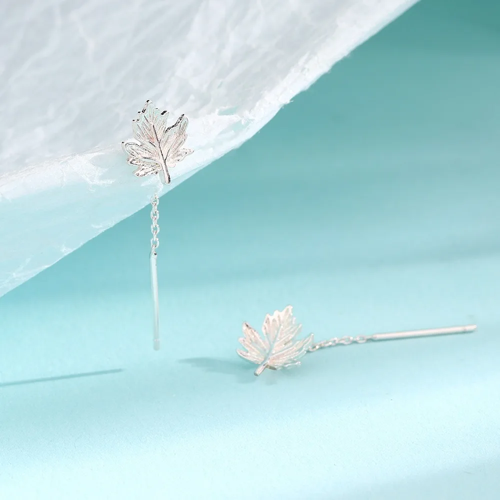 Exquisite Maple Leaf Tassel Drop Earring For Women  Leaves  Ear Line Geometric Earrings Party Jewelry Gift