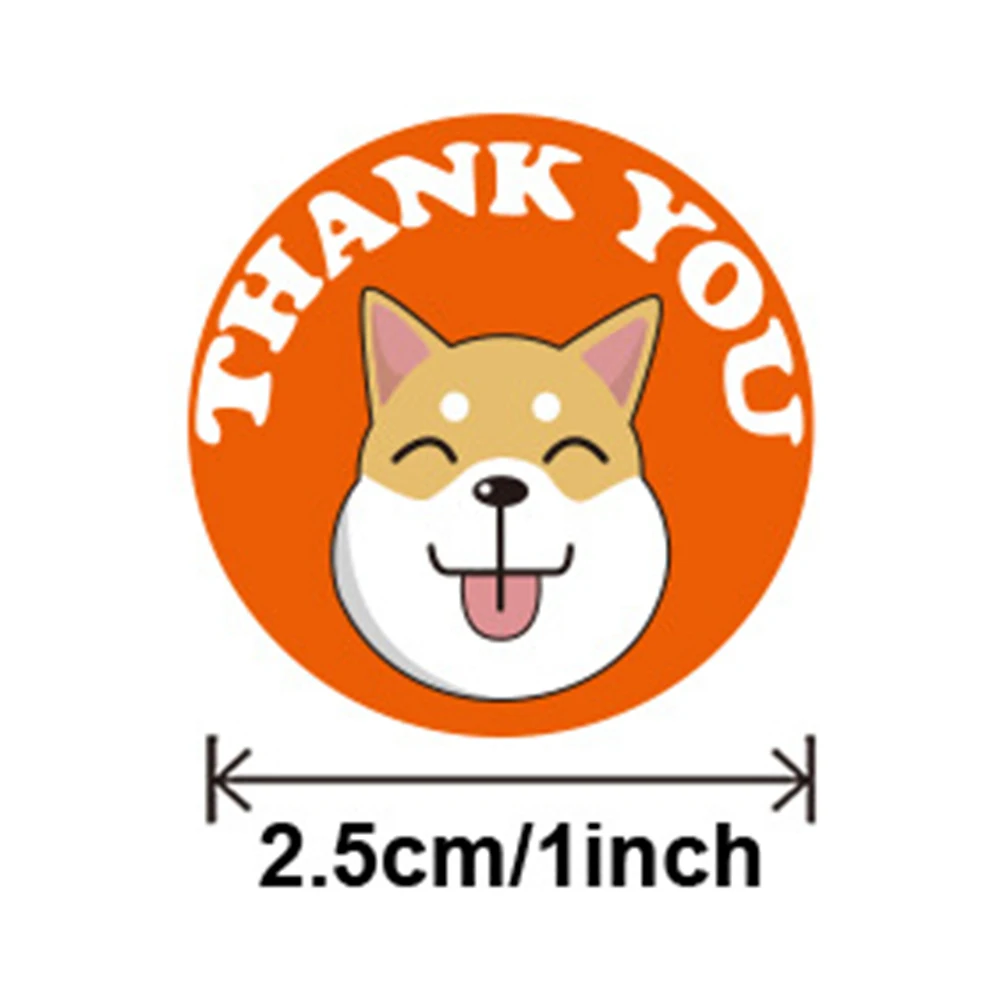 50-500Pcs Cute Cartoon Animal Cat Sticker 1inch Thank You Stickers Child Gift Party Birthday Package Wrapping Baking Label