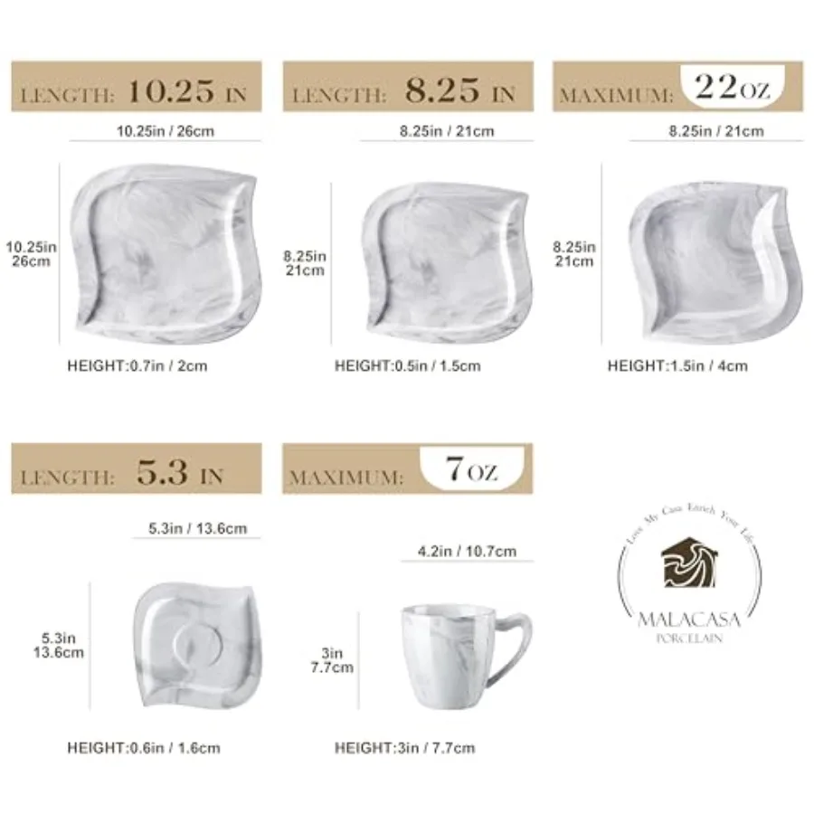 Marble Grey 30-Piece Porcelain Dinnerware Set 2
