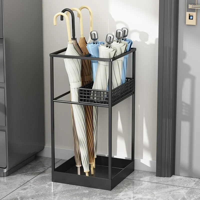 Office Commercial Corridor Umbrella Bucket Water Collection Rack Home Door Simple Iron Art Anti-rust Umbrella Storage Rack