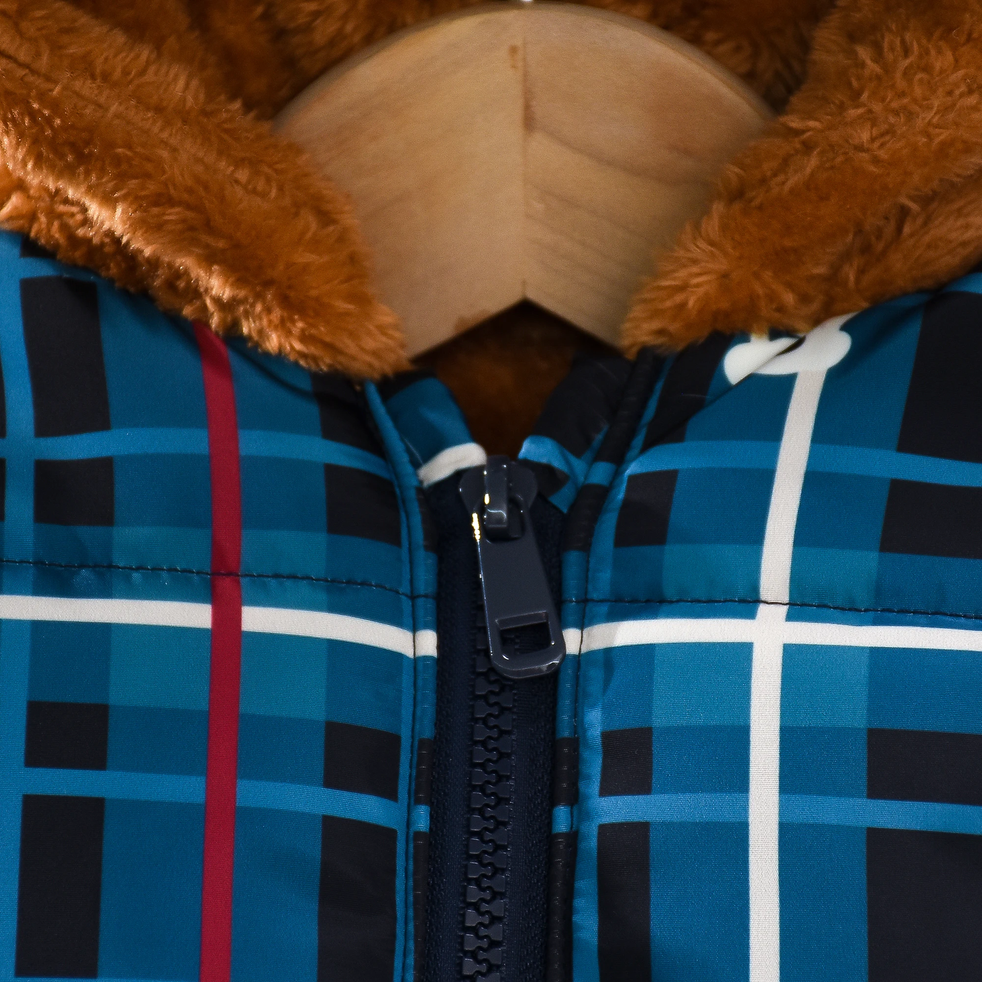 Winter New Boys Vest, Hooded Furry Plaid Pattern Thermal Underwear Sleeveless Zipper Horse Season Bear Ears
