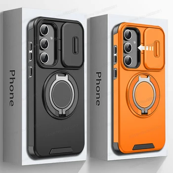 Magnetic Fold Stand Dual Layer Phone Case For Samsung Galaxy A55 A56 A36 A26 A54 A14 A35 A37 A57 A17 A16 A15 5G Slide Lens Cover 1