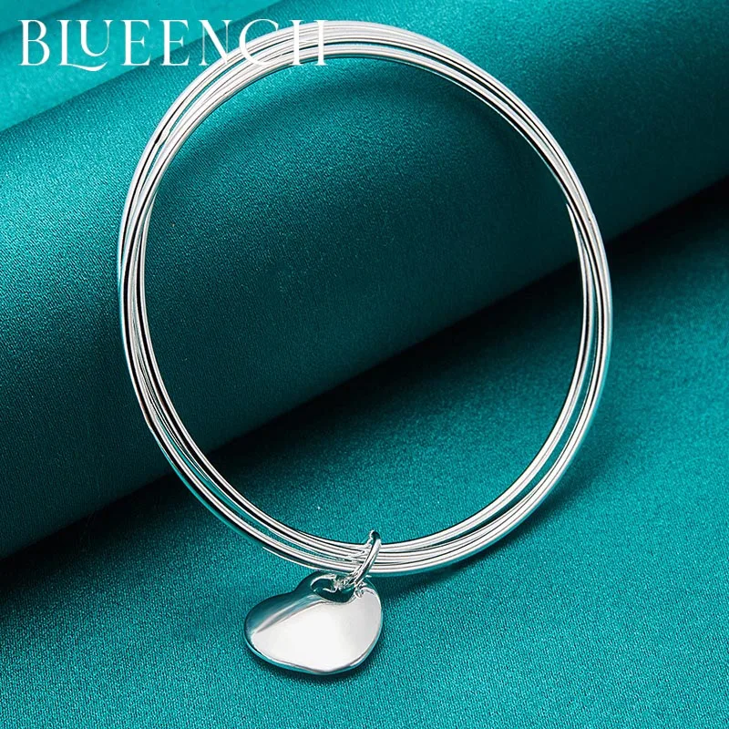 Blueench925SterlingSilverLoveDoubleTubeBraceletSuitableFor