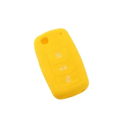 Silicone Car Key Cover Holder - 3 - Button Key Protector (Yellow)