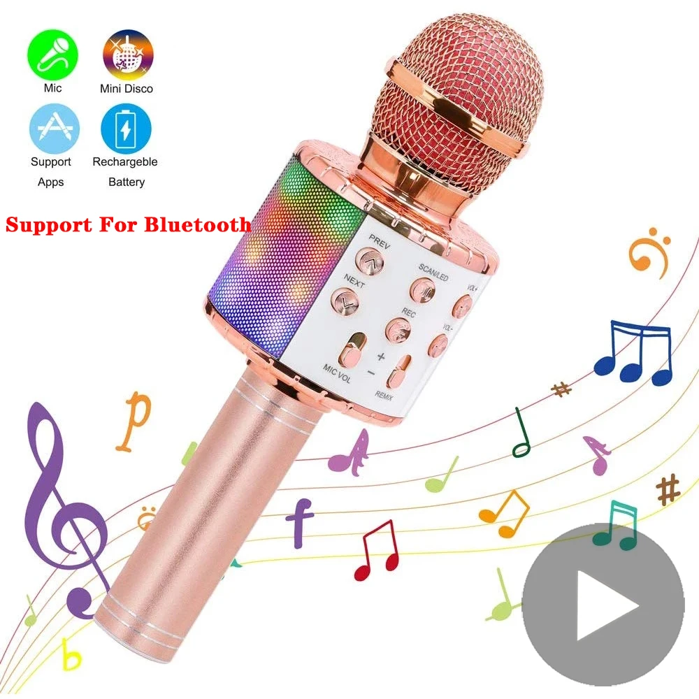 

Condenser Wireless Karaoke Microphone Mic Bluetooth For Mobile Cell Phone Do Singing Mikrofon Home System Children DJ Microfon