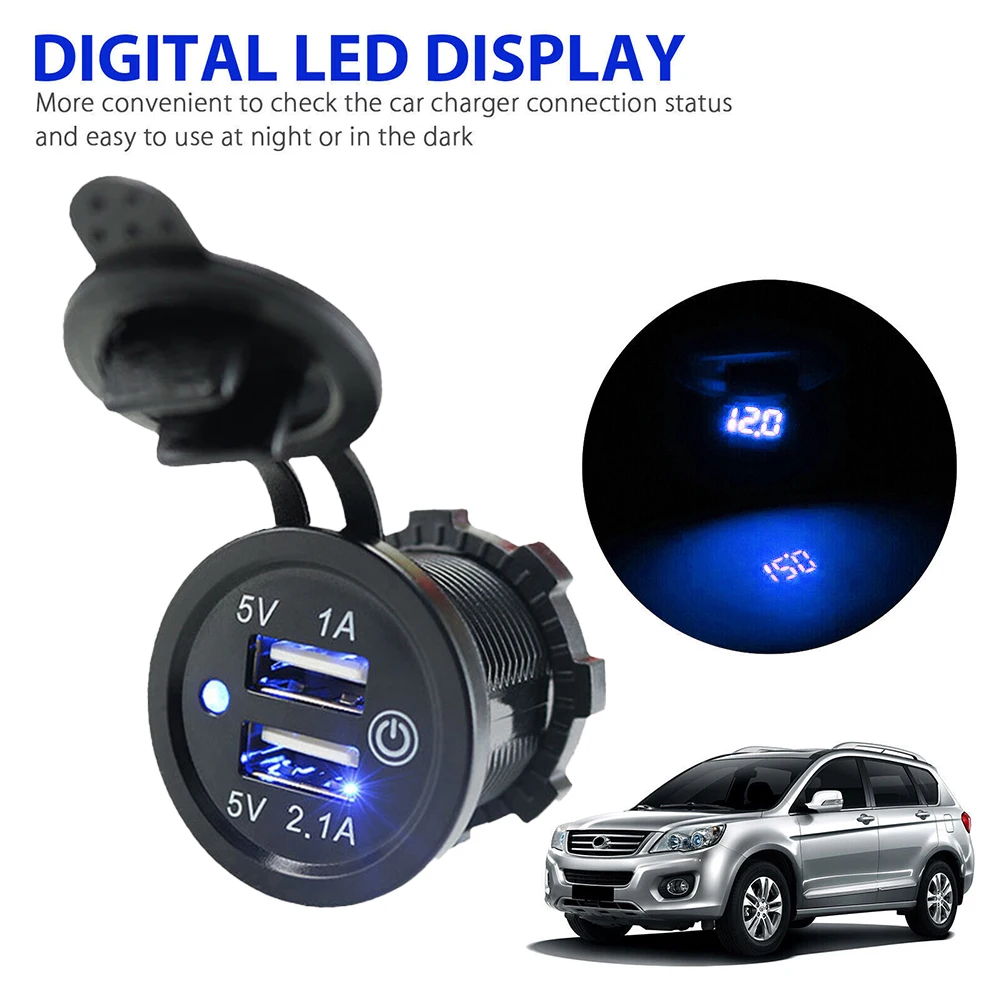 

Brand New USB Charger Adapter DC 12-24V Dual USB Port Lighter Socket Mount Panel Charger Replacement Car Accessories