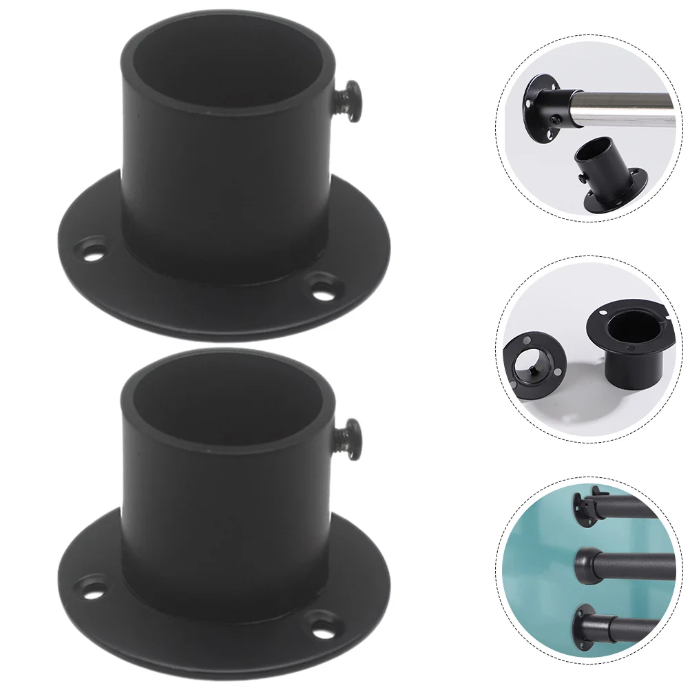 

2pcs Bathroom Shower Curtain Pole Socket Closet Rod End Closet Rod Brackets