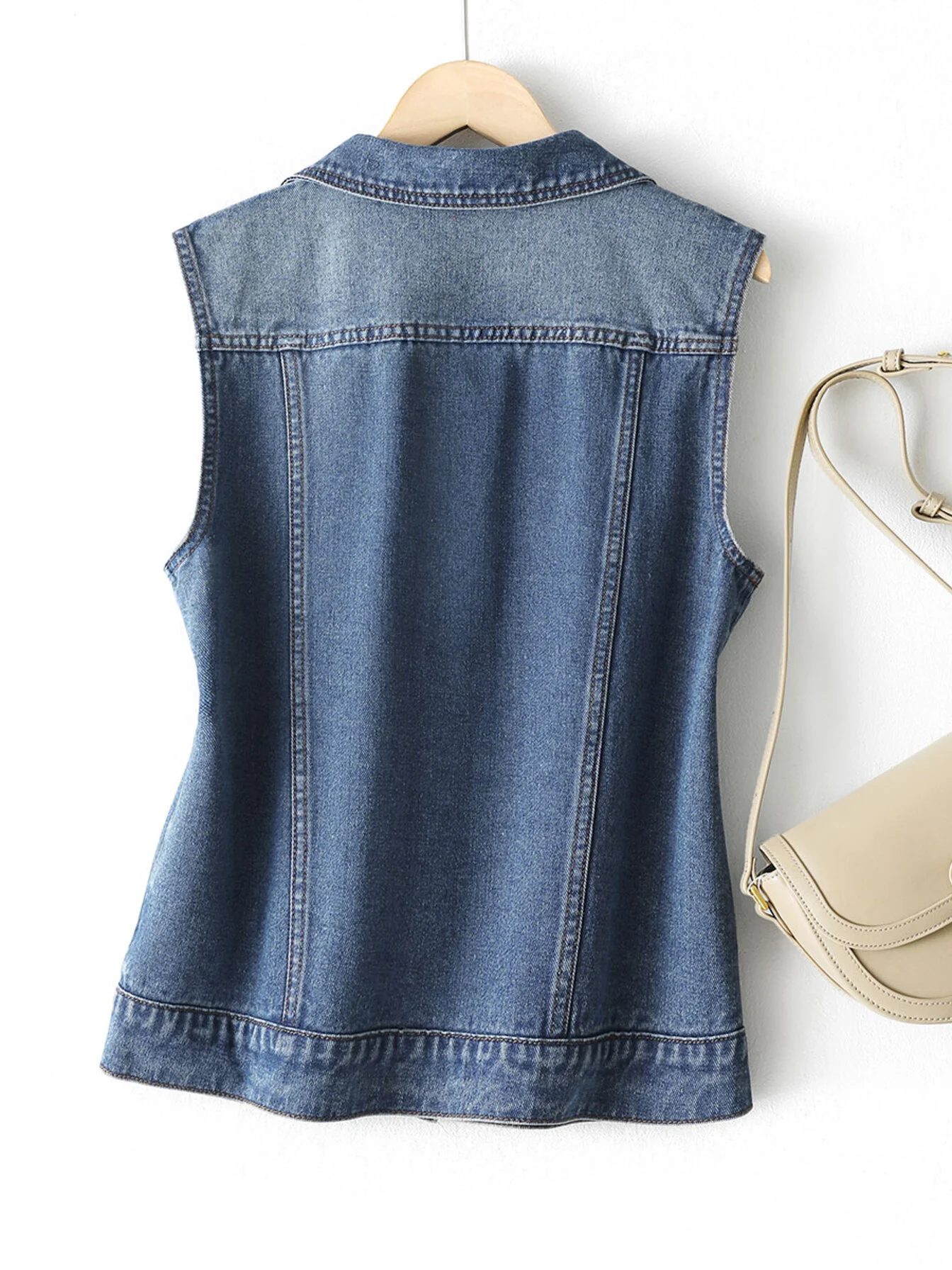 Women's vintage washed denim waistcoat jacket 2024 spring summer new female nostalgia retro hundred waistcoats