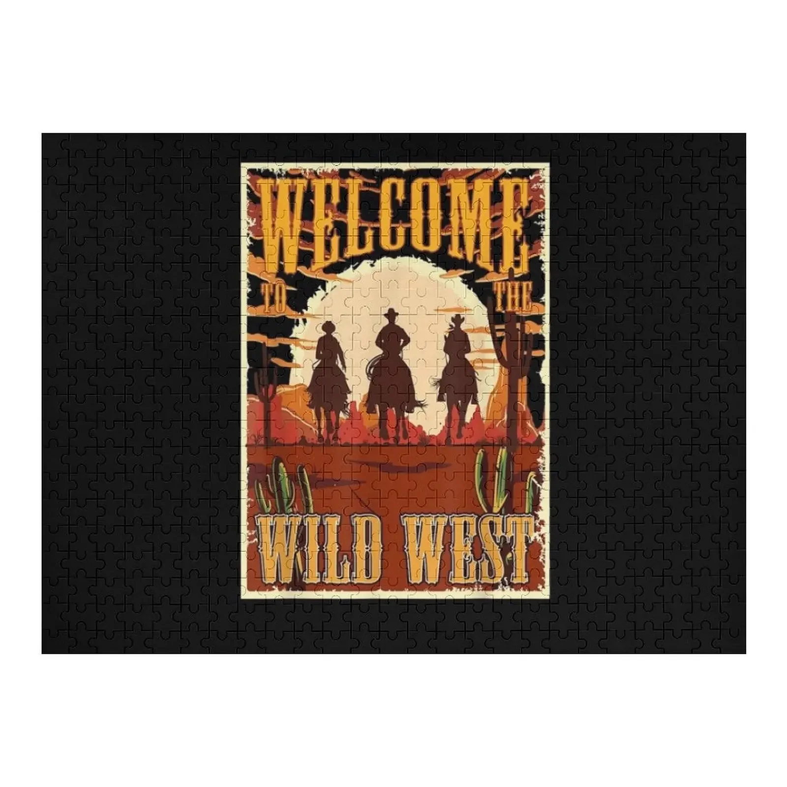 

Welcome To Wild West Western Cowboy Prairie Texas Jigsaw Puzzle Wood Animals Christmas Toys Works Of Art Puzzle