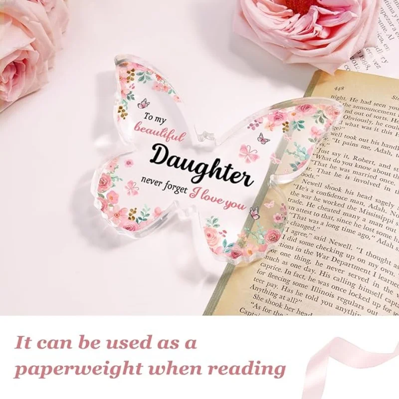 Inspirational Butterfly Plaque For Daughter - Acrylic Desk Decor Sign
