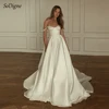 SoDigne Simple Satin A-line Wedding Dresses Sweetheart Sleeveless Off Shoulder Bridal Dress Long Bride Gown vestidos de novia 1