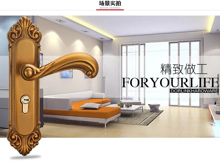 Description Picture 6 of itemHuanggu Bedroom Wooden Door Handle Lock, Silent Indoor Hardware Handle, Mobile Phone Mechanical Door Lock