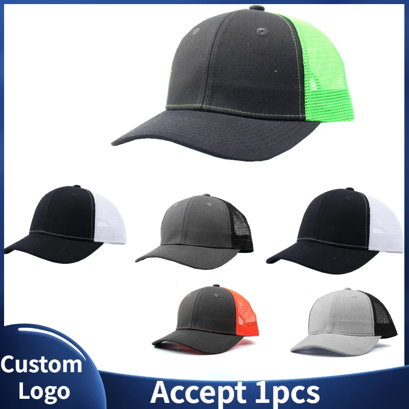 

2023 New Custom Logo Name Color Matching Mesh Summer Baseball Cap Men and Women Outdoor Casual Adjustable Trucker Hats Gorras