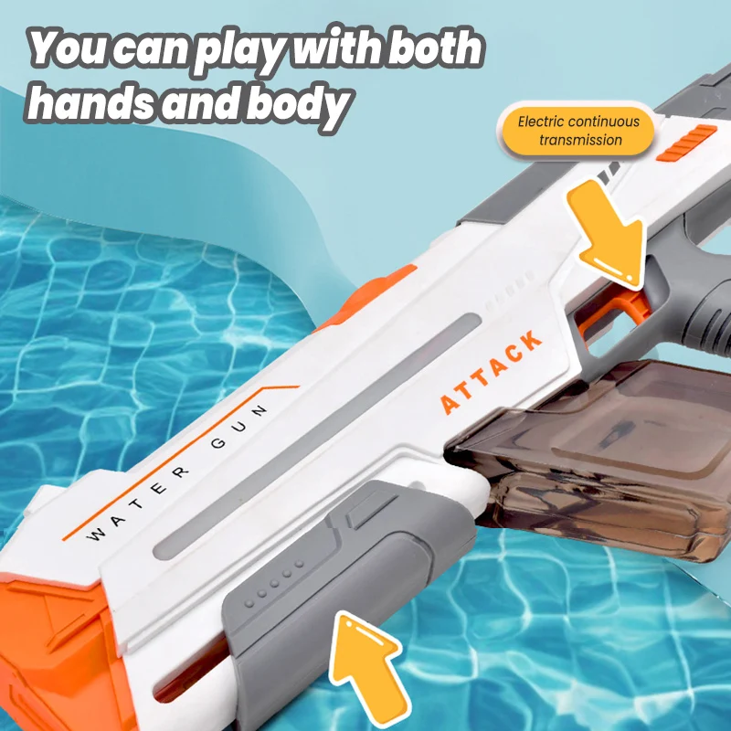 2024 New Electric water gun boy fully automatic water spray light water-absorbing water gun children's water gun Outdoortoy 3