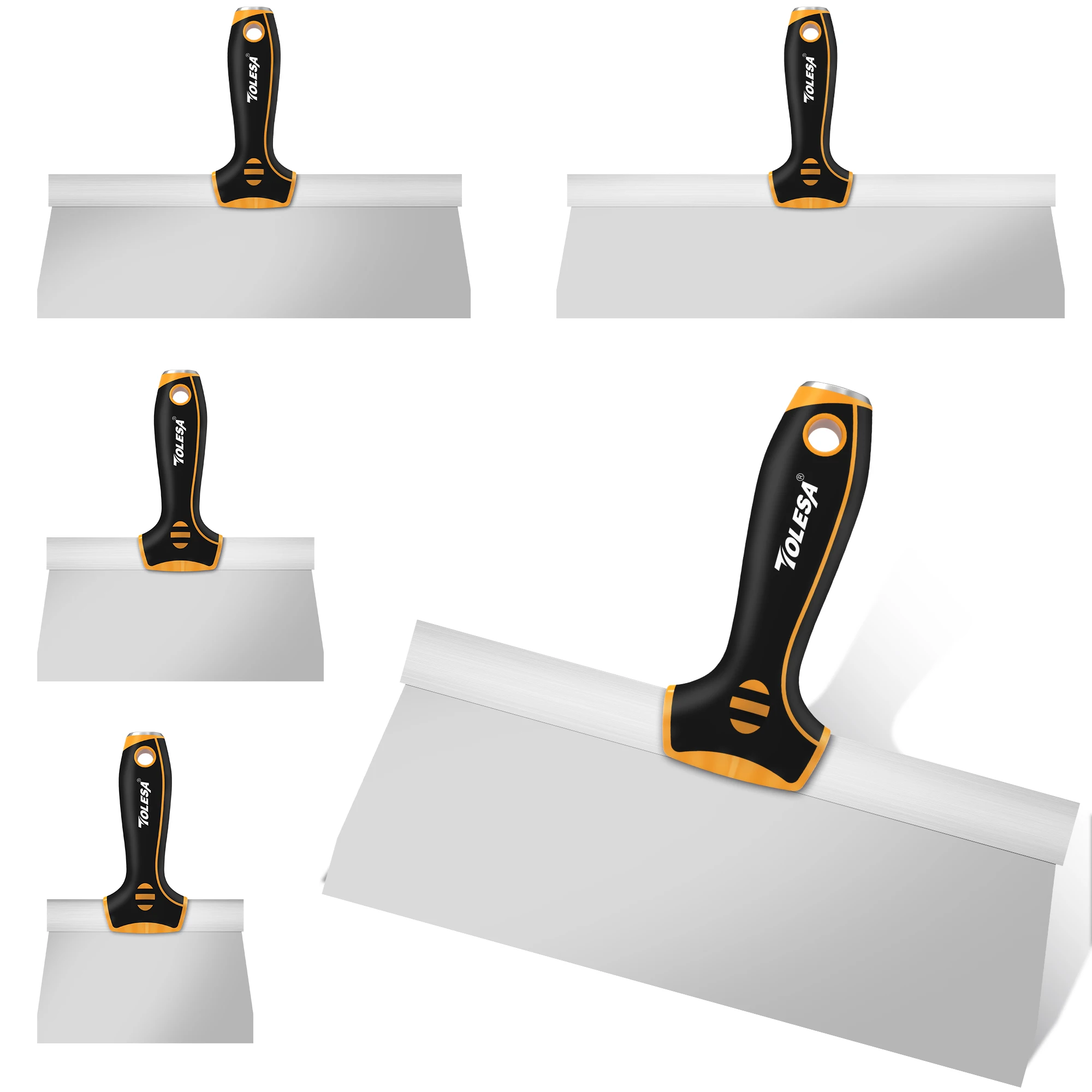 TOLESA Putty Knife 5Pcs Stainless Steel Drywall Taping Knifes 6'' 8'' 10'' 12'' 14'' Paint Tools Hole Patching Repair Hand Tools putty knife scraper
