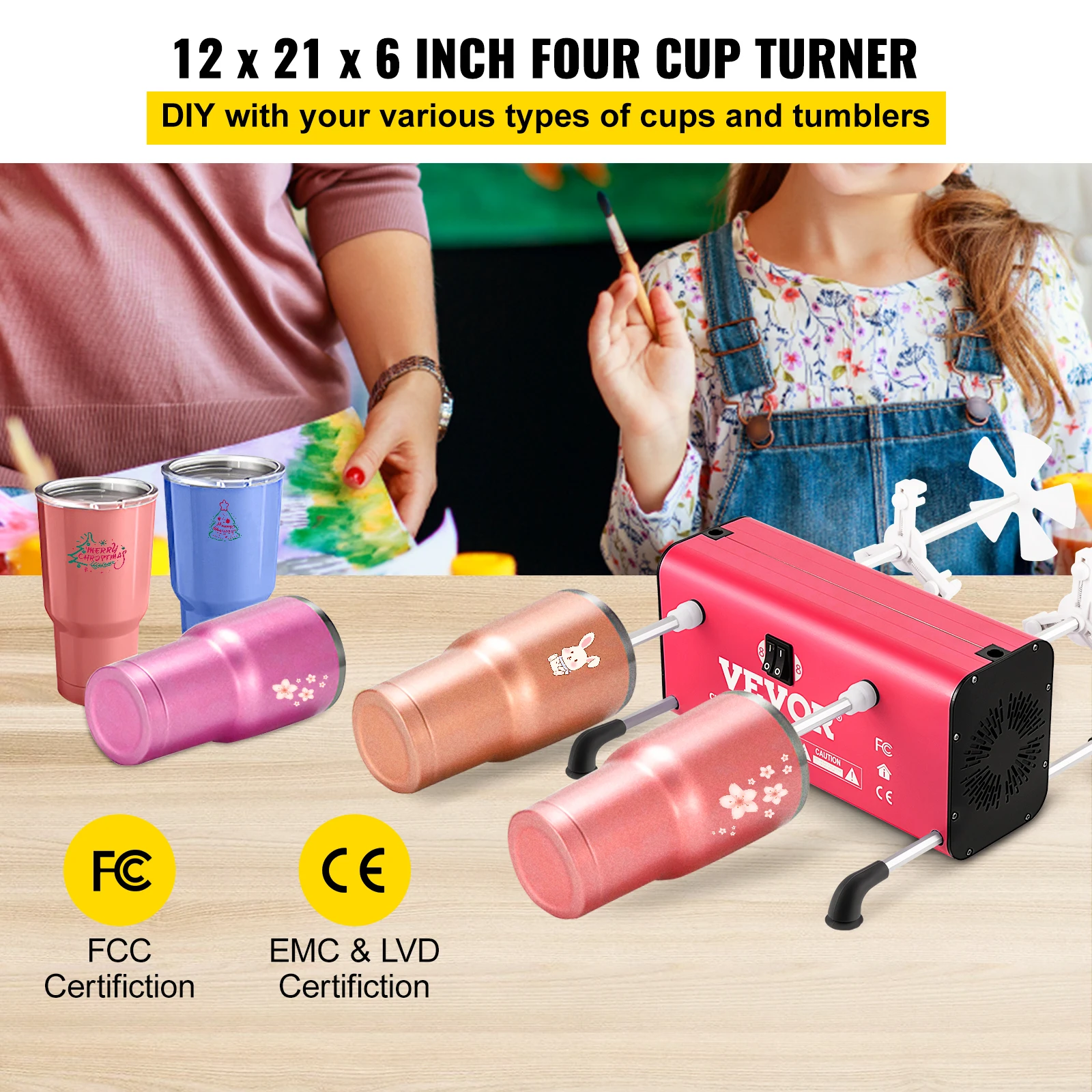 4 Cup Turner, CUPTISSERIE Tumbler Turner for Epoxying, Resin Tumbler  Spinner with Removable Arms, 2 Speeds Multi Cup Spinner Rotator Machine(3  RPM & 6 RPM)