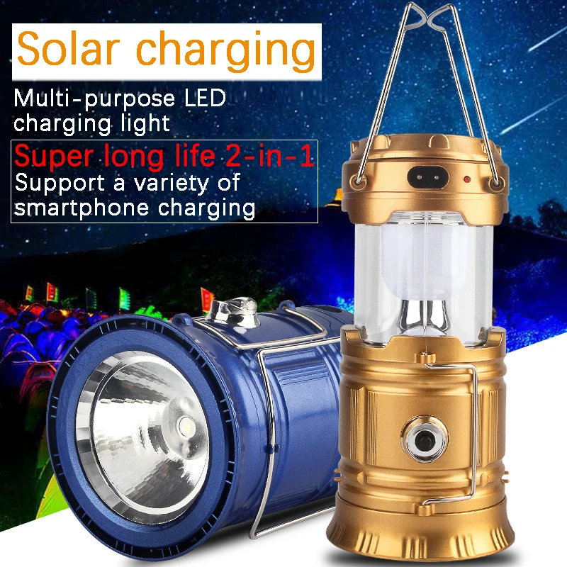 LED Camping Light Solar AC Rechargeable Portable Flashlight Outdoor Light  Camping Accessories Home Power Outage Emergency Light - AliExpress