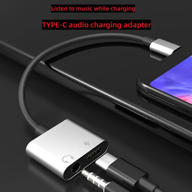 2 in 1 Audio Adapter Type C To 3.5mm Jack Charging Aux OTG Adapter For Samsung Xiaomi 12 Huawei Wired Earphone Converter