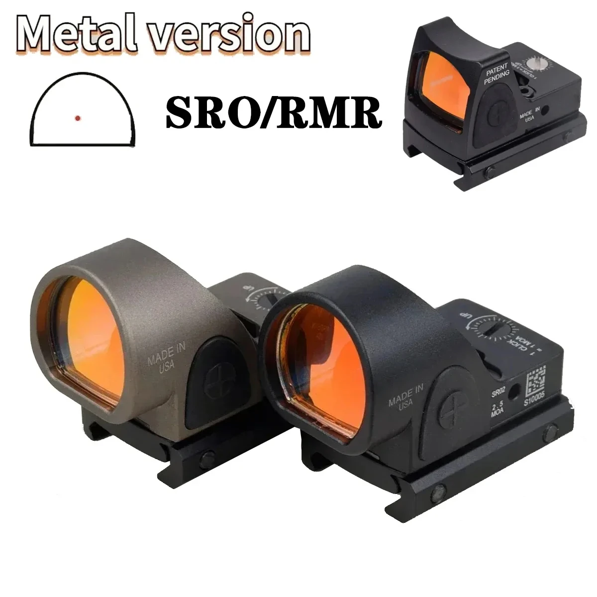 Metal RMR SRO MRO Red Dot Sight Tactical Glock Mount Pistol Rifle Compound Sight Reflection Hologram Riflescope hunting Optics