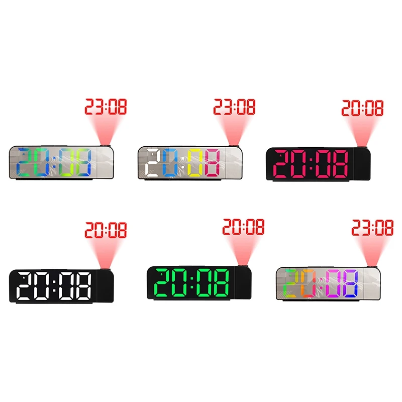 

Проекционный будильник с вращением на 180 °, 12/24 часа, Стандартные Цифровые часы, USB-зарядка, потолочный проектор, будильник, акция