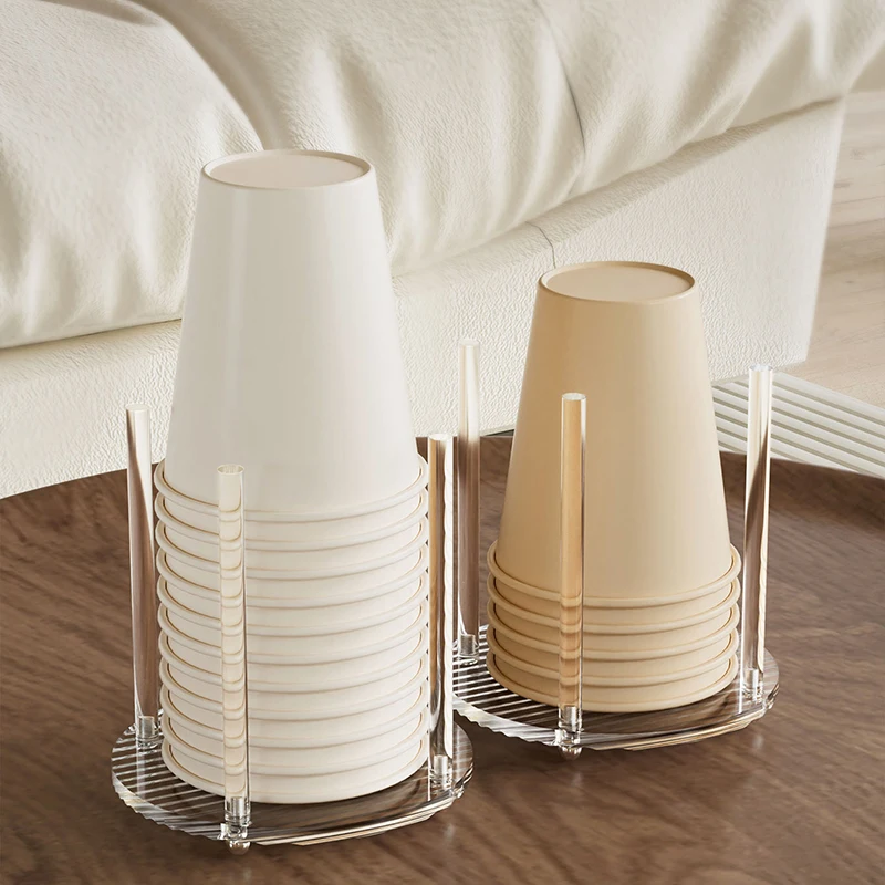 Acrylic Transparent Paper Cup Holder Disposable Water Tea Cups Dispenser Rack Coffee Cup Holder Kitchen Storage Organization 2