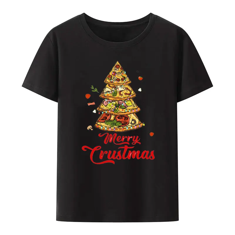 

Футболка с изображением пиццы, рождественской елки, Рождества, перецветки, веселые рождественские Смешные праздничные эстетические футболки унисекс, новинка 2024 года