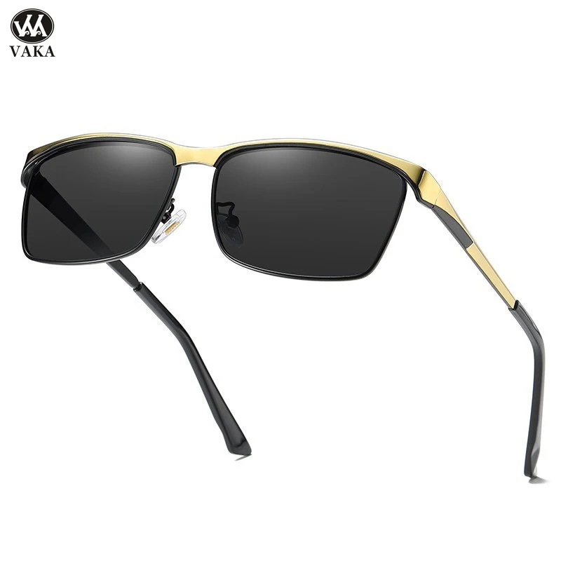 

New Arrival Luxury High Quality Rectangle Sunglasses Men Polarized Metal Rimless Frame Retro Sun Glasses Gafas De Sol