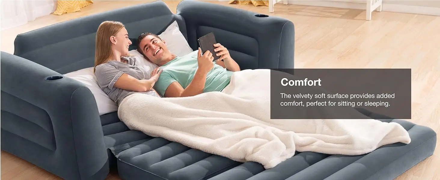 velvety material provides an incredibly comfortable sitting and sleeping surface for any occasion