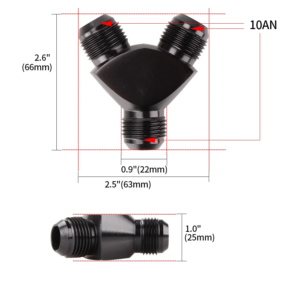 RASTP-AN6 AN8 AN10 Y typ rura olejowa wspólne aluminium Y blok Adapter armatura Adapter 3 Way Adapter armatura akcesoria samochodowe HR051