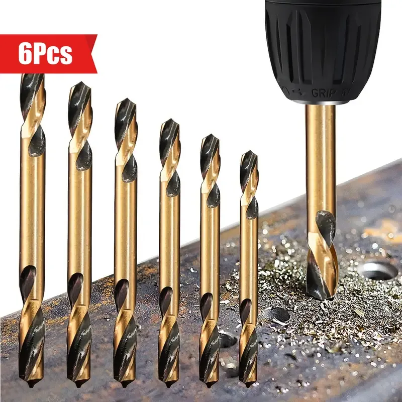 6 high-speed steel double-ended twist drills - double-ended, double-edged, for metal and stainless steel