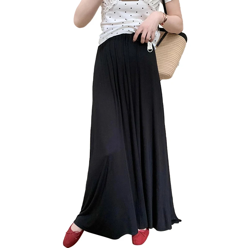 Spring Maternity Cotton Skirts Adjustable Waist Ankle-length Large Hem Pregnant Woman Empired Long Skirt Pregnany Clothes