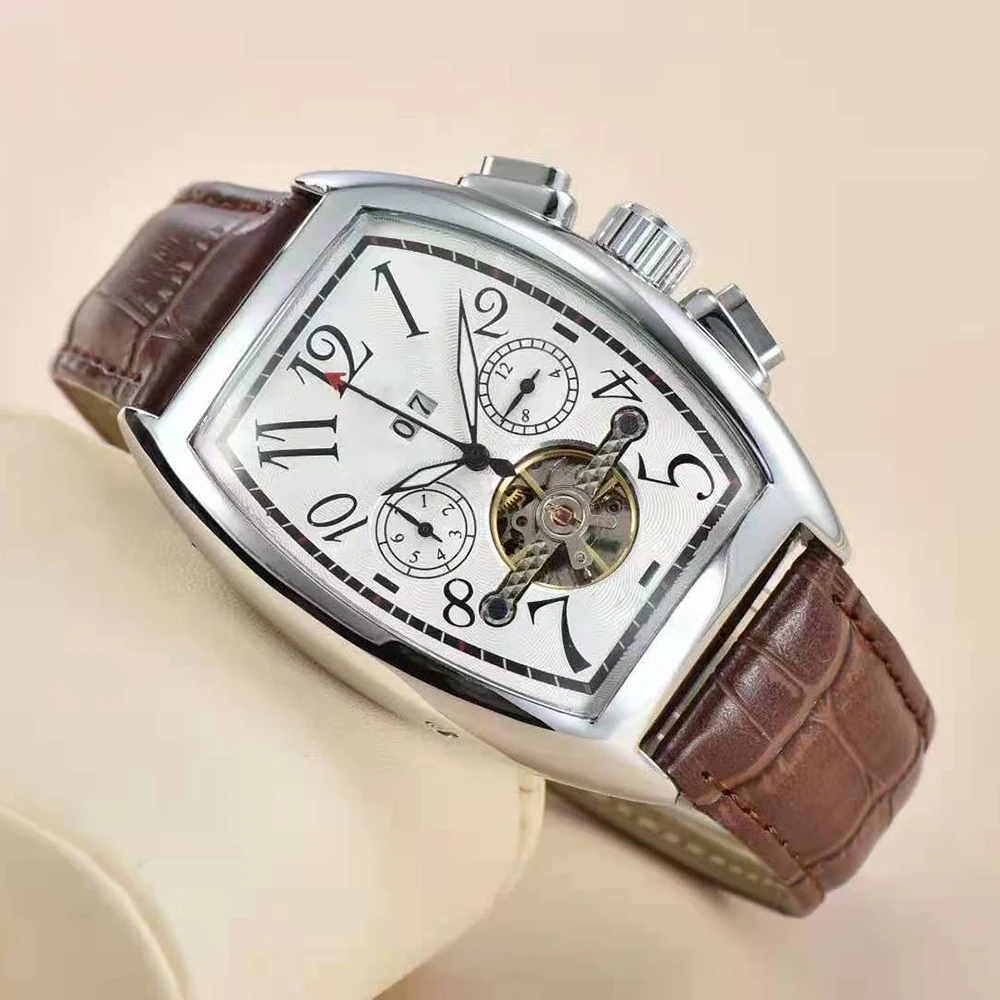 Luxury FM Men's Watch Tonneau Automatic Watch with FREE Shipping Multi-functional Luxury Gift Clock Mechanical Watch for men