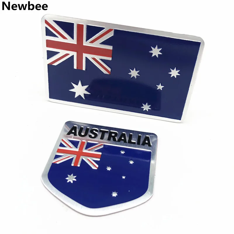 Aluminum Alloy Shield Styling Australia National Flag Emblem Decals Car Trunks Decor Australian Flags Stickers 5X5Cm / 8X5Cm