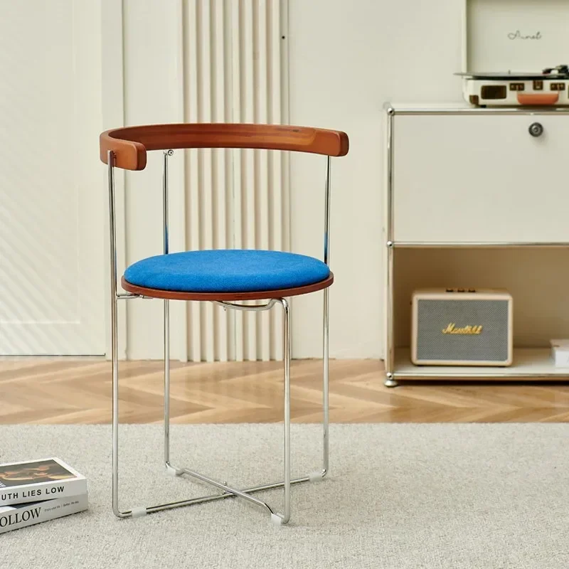 Solid Wood Nordic Vintage Folding Dining Chairs Small Simple Modern Backrest Makeup Chair Household Dining Room Furniture