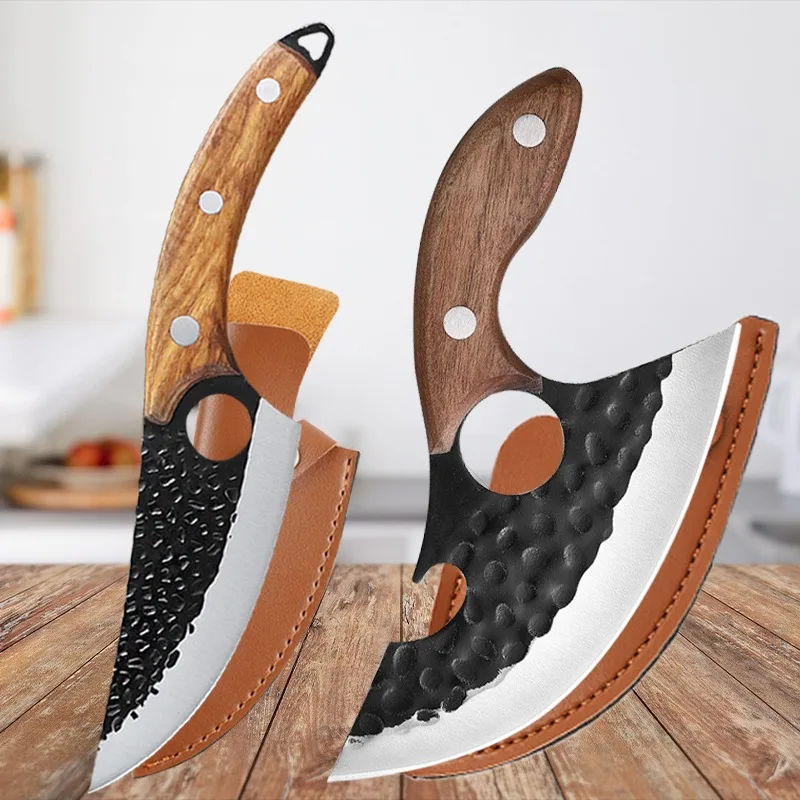 Handmade Forged Stainless Steel Boning Knifes Full Tang Handle Bone Cleaver Knife Professional Kitchen Knife with Knives Cover