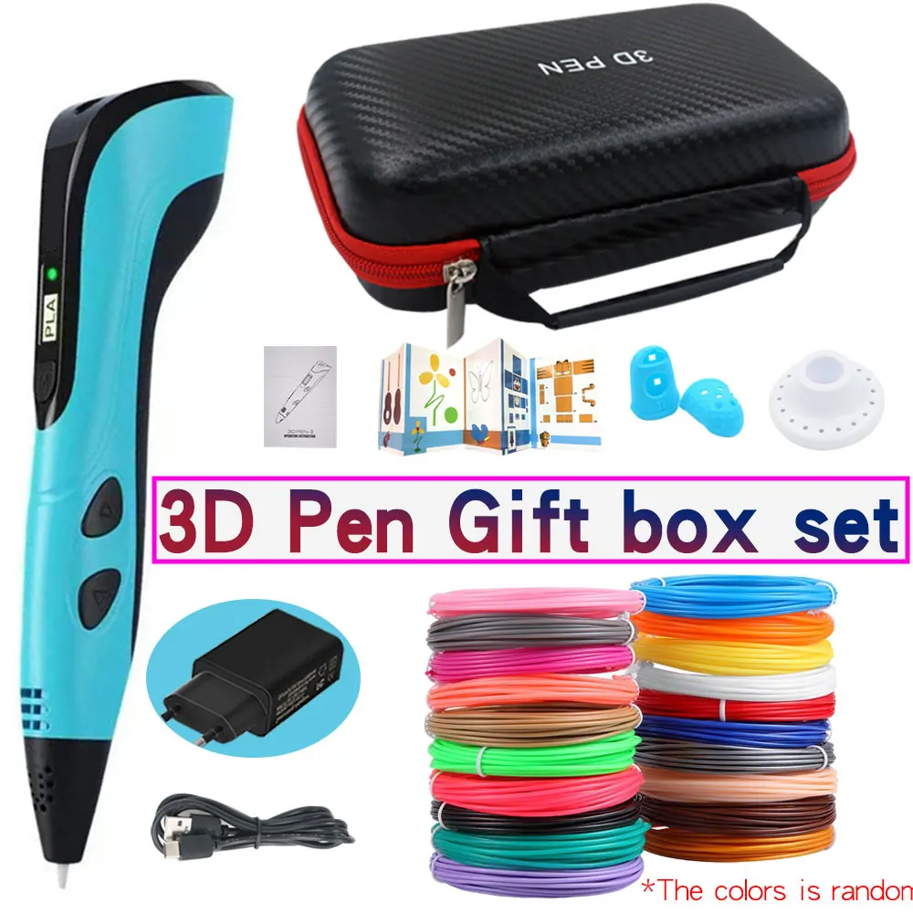 3D Printing Pen Children 3D Pen Set for Kids Birthday Christmas DIY Ideas Gift with Power Adapter PLA Filament Travel Box
