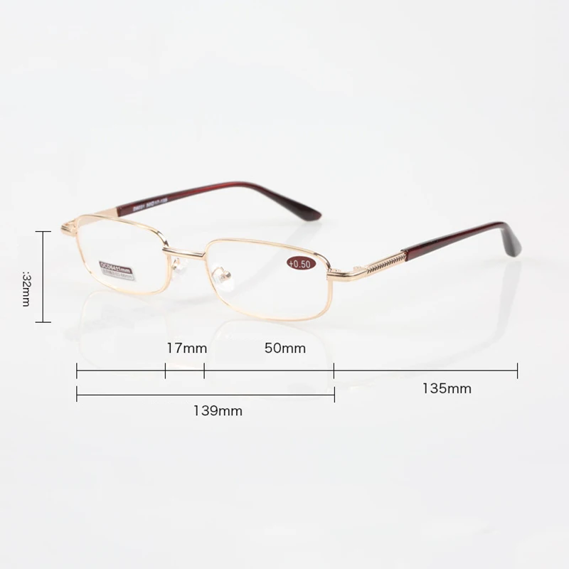 Ahora Metal Frame Glass Lens Presbyopia Reading Glasses Men Women Fashion Square Eyeglasses +0.5+0.75+1.0+1.25+1.5+1.75+2.75~+6 5