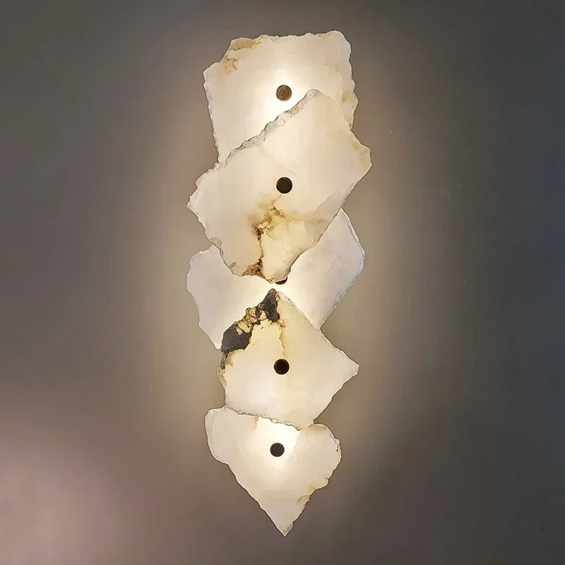 Modern Natural Marble Wall Lamps Copper Luxury Novelty Lighting Sconce Bedroom Living Dining Room Decor Art Design Led Ligthts