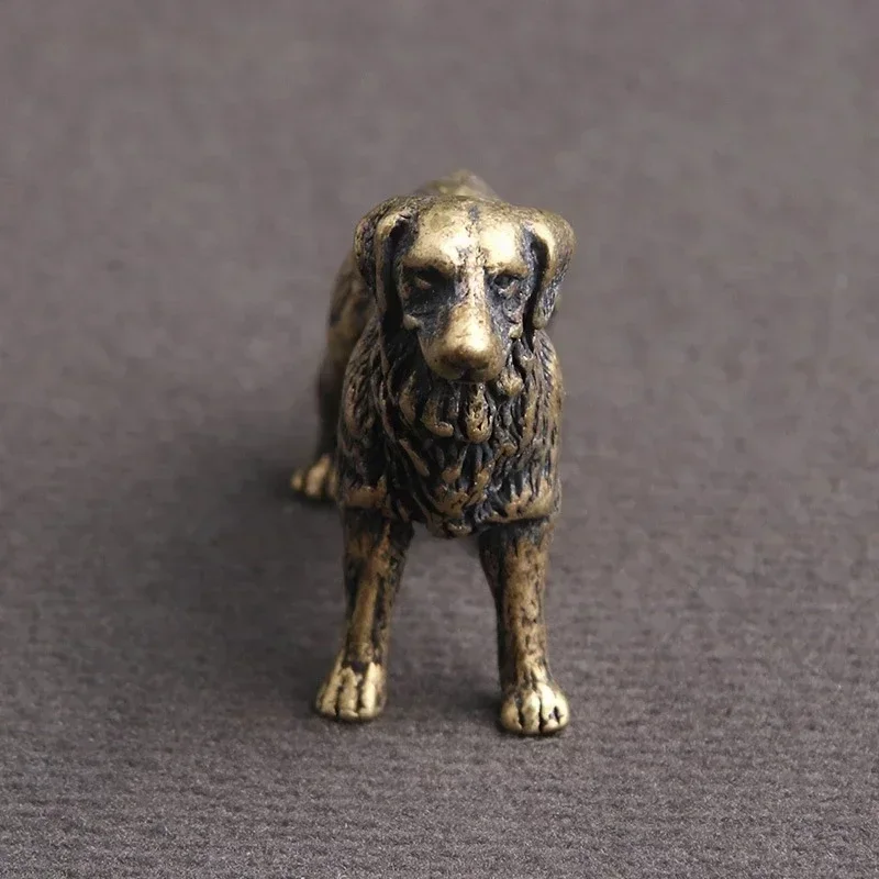 Antique Bronze Hound Statue Miniature Desktop Ornament Twelve Zodiac Animals Dog Figurine Tea Pet Home Decor Puppy Crafts
