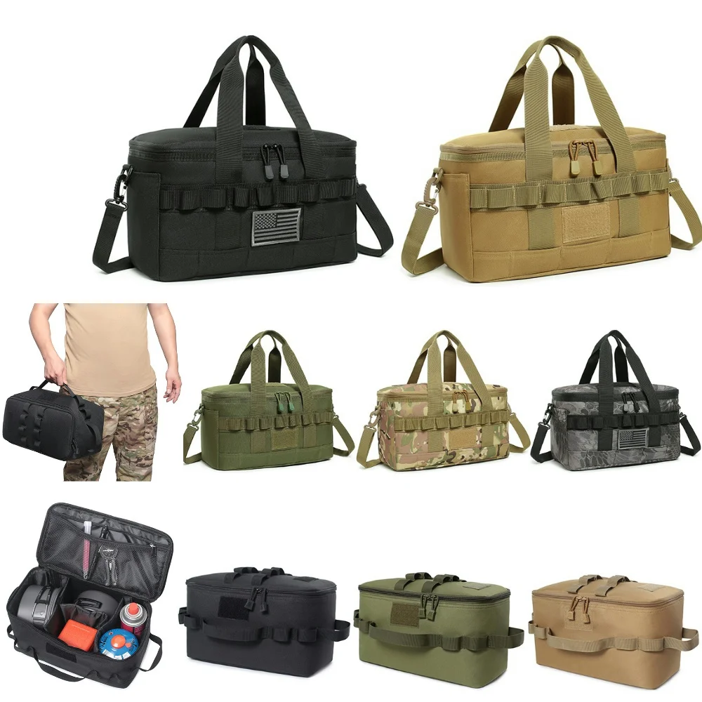 Storage Bag Outdoor Camping Gas Tank Large Capacity Ground Nail Tool Gas Canister Picnic Cookware Utensils Kit