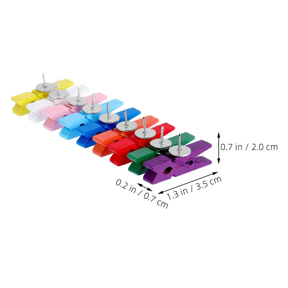 50Pcs 나무 압정핀 다채로운 푸시핀 클립 장 코르크 보드 핀 사진 노트 사무실 가정 공예 프로젝트