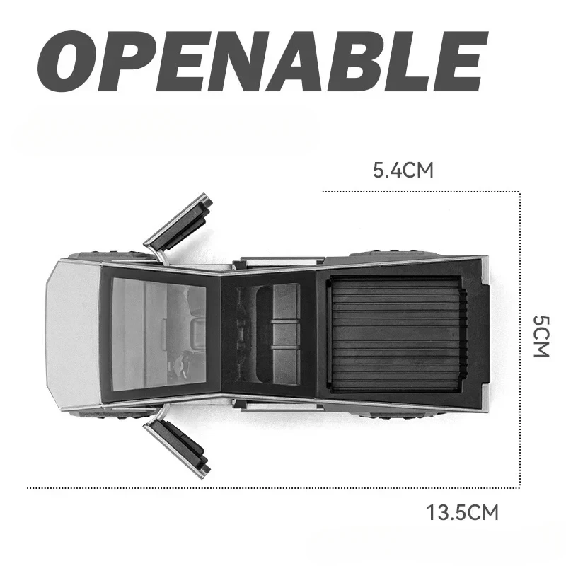 1:36 Tesla Cybertruck Pickup SUV Alloy Car Model Diecast Metal Toy Off-Road Vehicle Pull Back Truck Sound Light Toy Collection 5