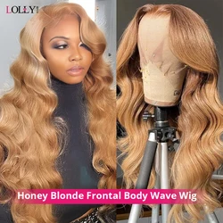 #27 Honey Blonde Lace Front Wigs Human Hair 30 32 34 Inch Body Wave 13x6 HD Lace Frontal Wig 250 Density Colored Human Hair Wigs
