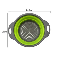 Silicone Collapsible Round Colander and Strainer - Set of 1 or 2, Versatile Kitchen Essential (1 x Green small)