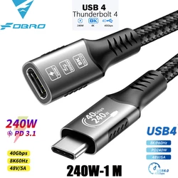 Ultra High - Speed 8K USB - C Extension Cable with Fast Charging and 240W PD 3.1 (240W - 1M)