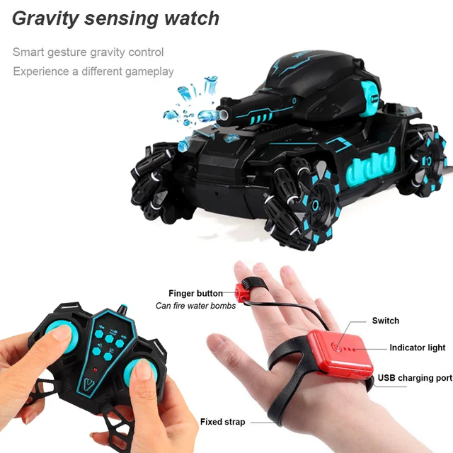 RC Car Large 4WD Tank Water Bomb Shooting Competitive Rc Toy Big Tank Remote Control Car Multifunctional Off-road Kids Toy Gift 4