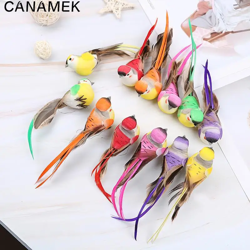12 Uccellini Finti Con Piume Per Decorazioni: In Schiuma, 9,9 Cm, Colorati, Con Artiglio, Per Albero Di Natale - 3